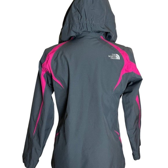 The North Face Jacket Girls L 14 16 Hy Dry Vent Hood Zip Gray Pink Waterproof - Picture 2 of 7